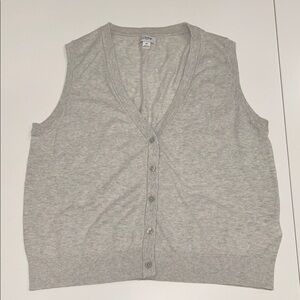 J. Crew Factory Light Gray Cotton Sleeveless Cardigan Vest
